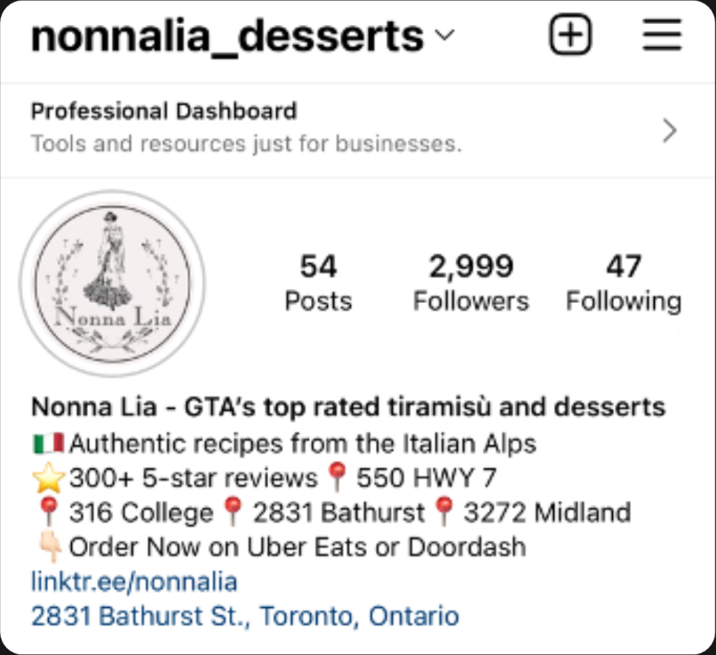 Nonna Lia Instagram profile before, 2,999 followers